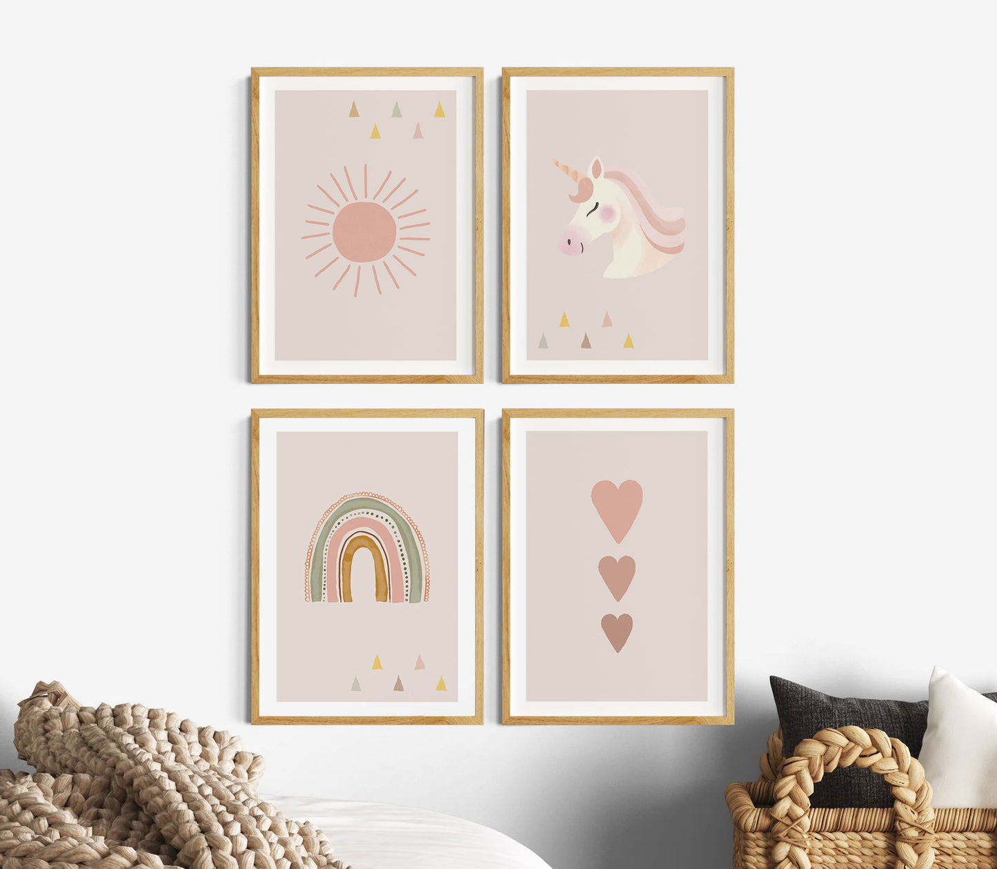 Sonne | Einhorn | Regenbogen | Herzen | 4er Boho