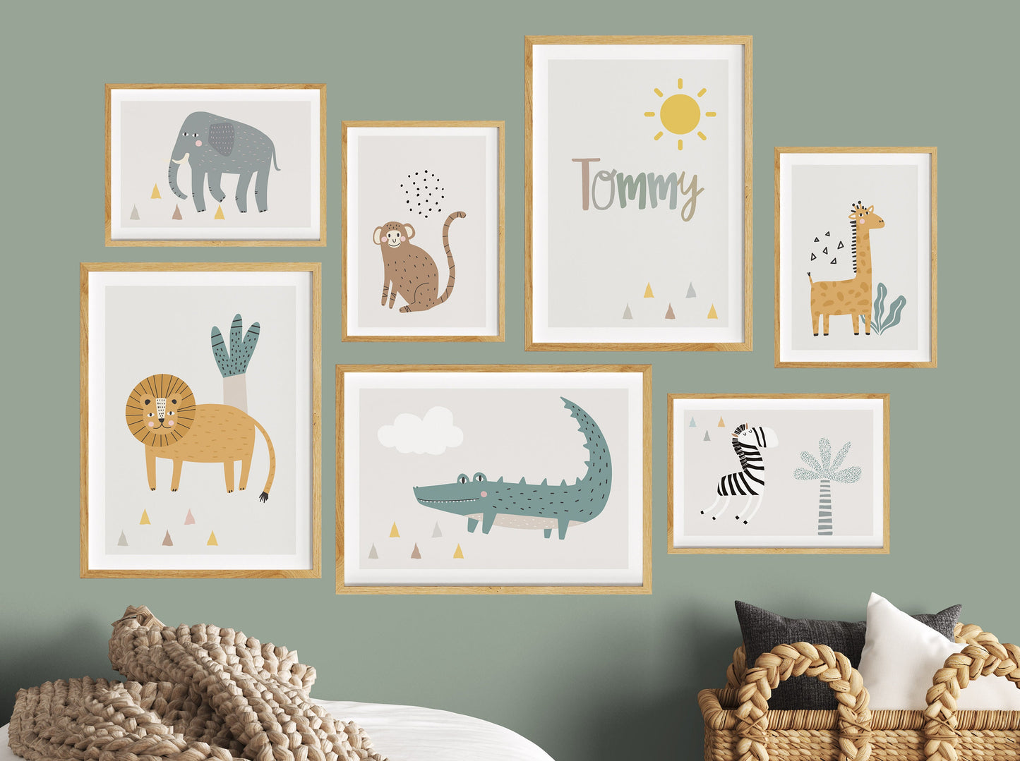 Safari Tiere | Name | Boho | 7er Poster Set