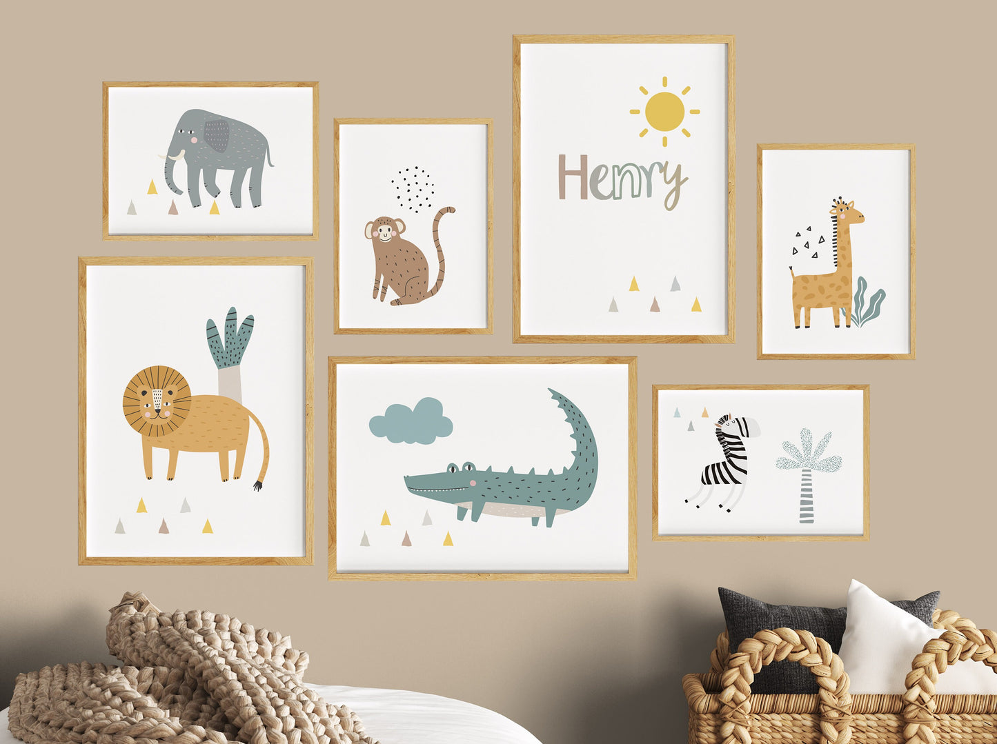 Safari Tiere | Name | Boho | 7er Poster Set